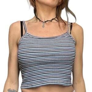 Brandy Melville tank Women's extra small / small Blue and White Crop-top​